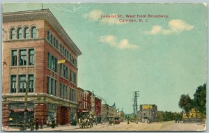 CAMDEN NJ FEDERAL STREET WEST FROM BROADWAY 1910 ANTIQUE POSTCARD