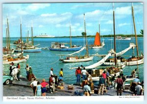 3 Postcards NASSAU, BAHAMAS ~ Bridge to PARADISE ISLAND, Sloops, Fishermen 4x6 