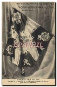 Postcard Old Army Flag of the 1st battalion of the regiment of 87th & # 39inf...