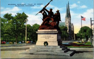 Vtg Milwaukee Wisconsin WI Soldiers Monument Court of Honor 1930s View Postcard