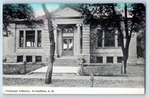 Vermillion South Dakota Postcard Carnegie Library Building Exterior 1910 Trees