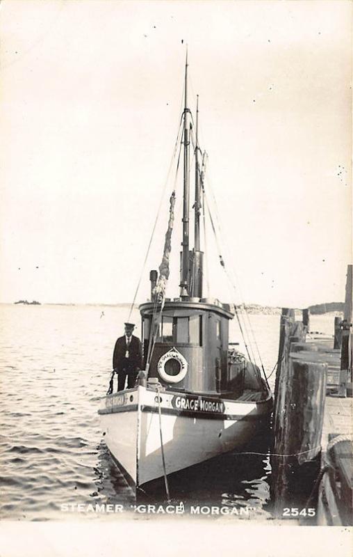 Casco Bay ME Steamer Grace Morgan RPPC Postcard