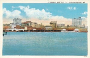 Skyline of Norfolk VA, Virginia across Elizabeth River from Portsmouth - WB