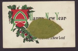 A Happy New Year,Holly,Leaf Postcard