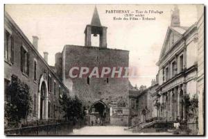 Postcard Parthenay Old Clock Tower The School girls Court