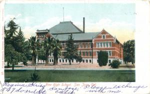 SAN JOSE CALIFORNIA NEW HIGH SCHOOL UDB POSTCARD c1907