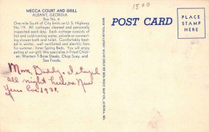 MECCA COURT & GRILL Albany GA Roadside Gas Station c1930s Linen Vintage Postcard