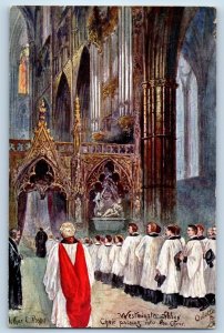Choir Passing Into Choir Cathedrals Westminster Abbey UK Oilette Tuck Postcard