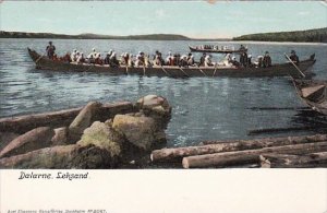 Sweden Dalarne Locals In Long Boat