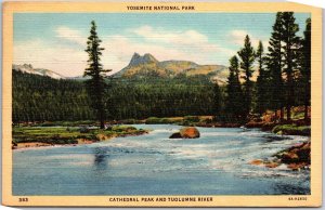 California, 1949 Cathedral Peak, Tuolumne River, Yosemite Nat'l Park, Postcard