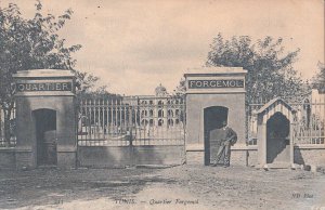 Tunisia Tunis Quartier Forgemor military barracks entrance vintage postcard