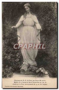 Postcard Old Pilgrimage N D Zion Pray by M and M Model of the statue of Mary ...