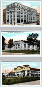 3 Postcard COLUMBUS, OH~ Library, Citizens Trust & Olentangy Dance Park Pavilion
