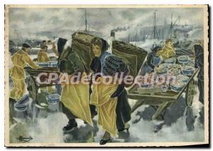 Postcard Modern Traveling Littoral Hottieres dieppoises leaving for the Fish ...