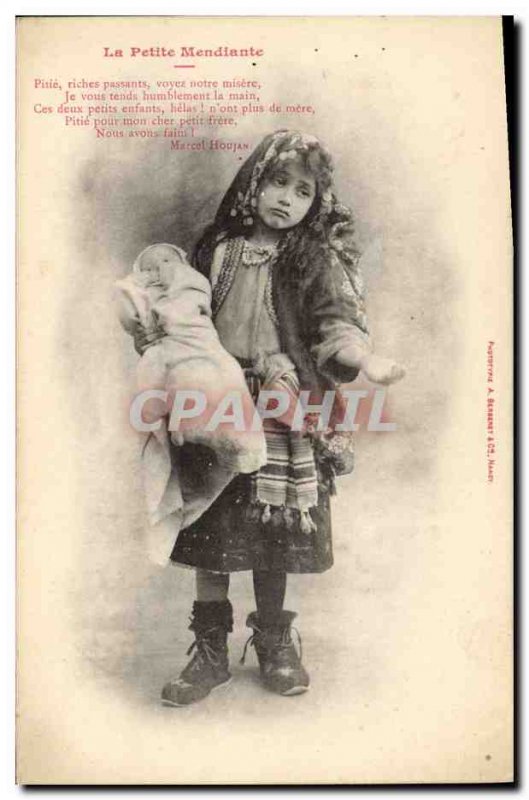 Old Postcard Fun Children The little beggar