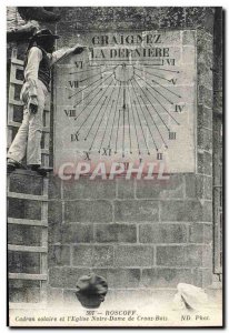 Old Postcard Roscoff Clock Sundial and & # 39eglise Notre Dame de Batz Croaz