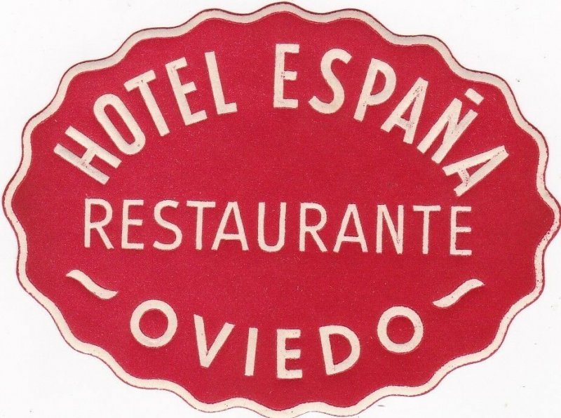 Spain Oviedo Hotel Espana Vintage Luggage Label sk4495