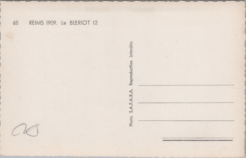 Reims 1909 Le Bleriot 12 Aircraft Vintage RPPC C125