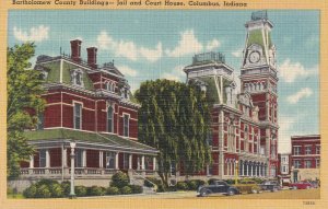 COLUMBUS Indiana 30-40s Bartholomew County Buildings Jail And Court House