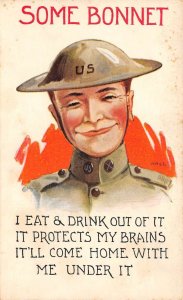 Military Greetings Some Bonnet Artist Signed Vintage Postcard AA69817