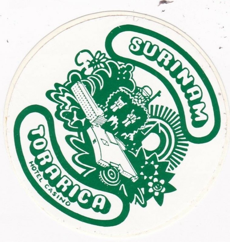 Suriname Torarica Hotel Casino Torarica  Vintage Luggage Label sk1993