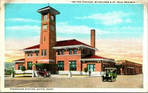 Passenger Station CM & St P Railroad Butte Montana MT UNP 1920s Postcard
