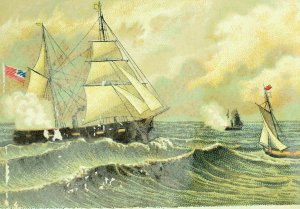 1870's-80's US Navy Naval Battle Scene Victorian Scrapbook Card F83
