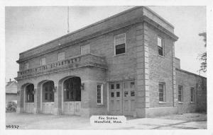 Mansfield Massachusetts Fire Station Street View Vintage Postcard K41806