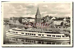 Old Postcard Lindau Am Hafen Boat