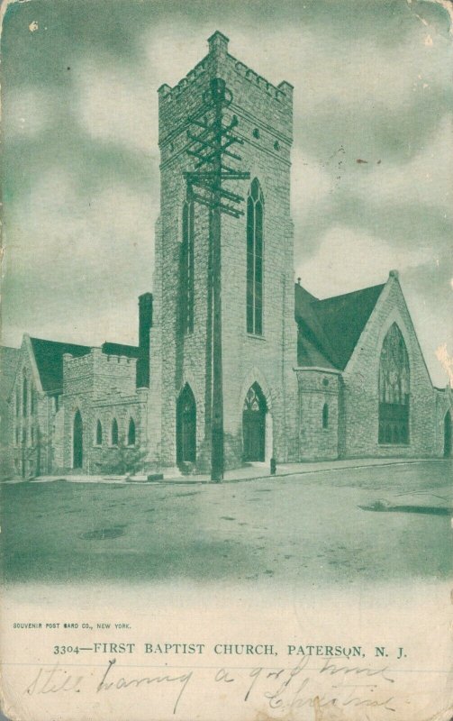 USA First Baptist Church Paterson New Jersey Vintage Postcard 07.43