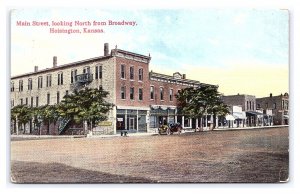 Postcard Main Street Looking North From Broadway Hoisington Kansas c1913