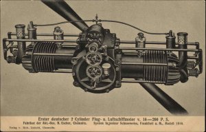 Engine Motor Machinery German Aircraft & Airships Aviation Technology c1910 PC