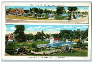 1935 Del Haven Hotel & Cabins Multiview North Side Belair Maryland MD Postcard
