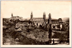 Bamberg Germany Aerial View Buildings Towers Real Photo RPPC Postcard