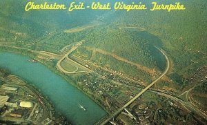 Postcard Bird's Eye View of Charleston Exit, West Virginia Turnpike.    P2