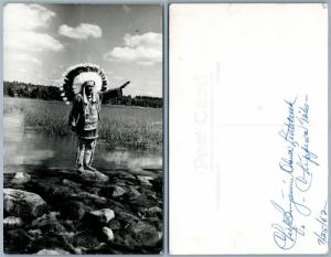 AMERICAN INDIAN TRIBAL CHIEF VINTAGE REAL PHOTO POSTCARD RPPC