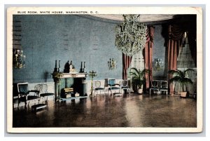 White House Blue Room Interior Washington DC WB Postcard N25