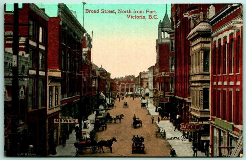 Broad Street View North From Fort Victoria BC Canada 1911 DB Postcard I9