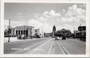 Memorial Boulevard Winnipeg MB Auditorium Imperial Gas Unused RPPC Postcard F71