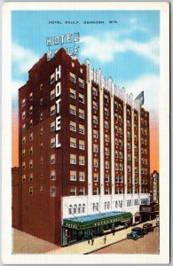 Hotel Raulf Oshkosh Wisconsin WI Stores Restaurant Rooms Postcard