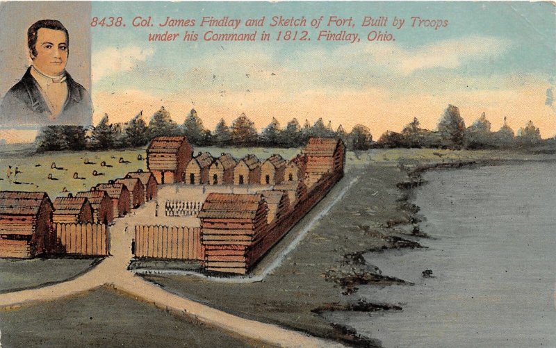 H83/ Findlay Ohio Postcard c1910 James Findlay Sketch of Fort 201 