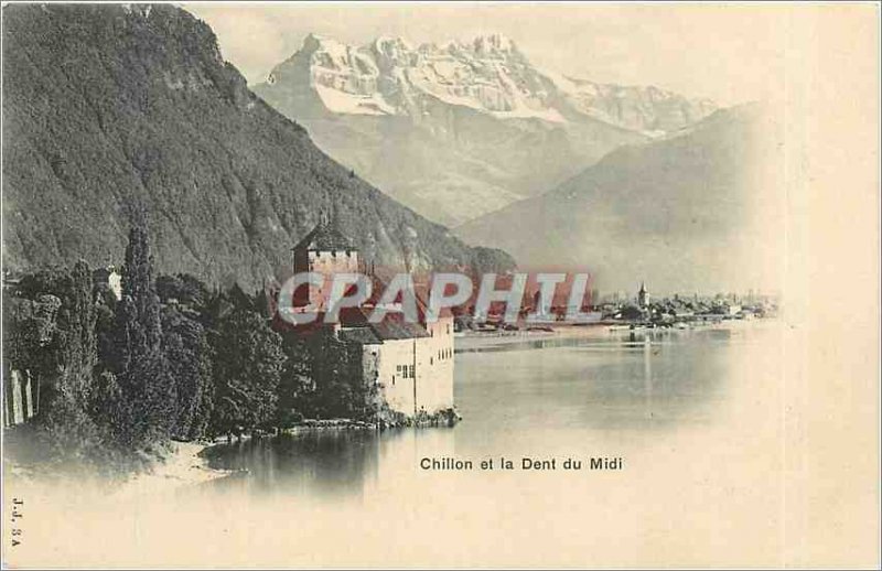 Old Postcard Chillon and Dent du Midi