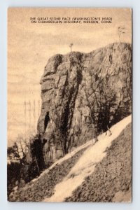 Great Stone Face Chamberlain Highway Meriden Connecticut CT Colotype Postcard O2