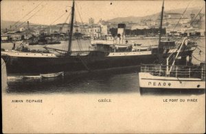 Grece Greece Le Port du Piree Ships at Port c1910 Vintage Postcard