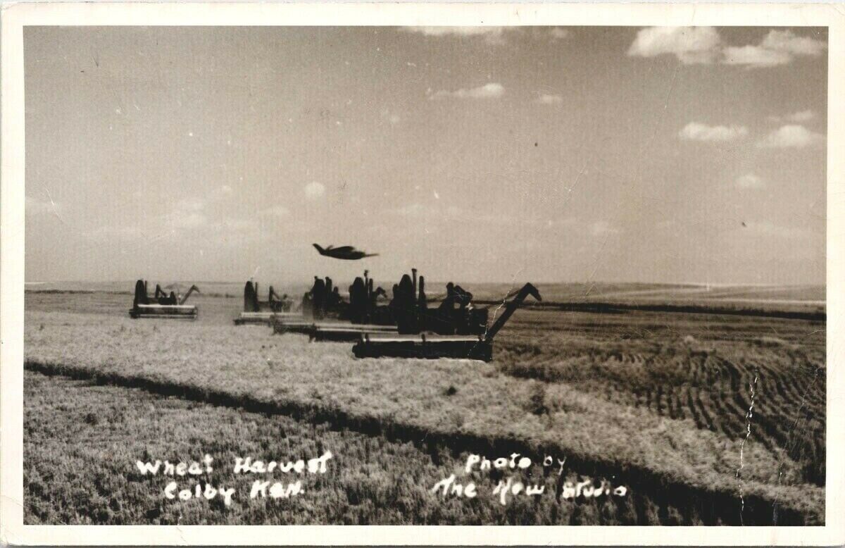 Colby KS Farming Combines Farm Machinery The New Studio RPPC Postcard