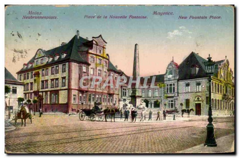Old Postcard Mainz Neubrunnenplatz Square New Fountain