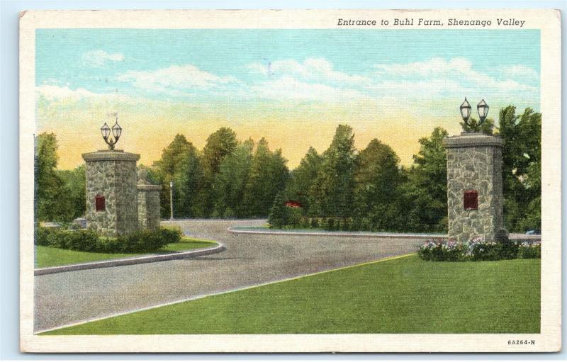 *1940s Entrance Gate Buhl Farm Shenango Valley Pennsylvania Vintage Postcard C63