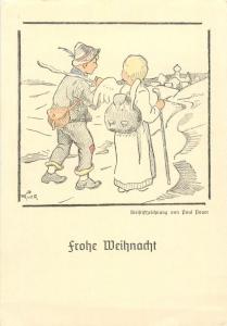 Frohe Weihnacht signed Paul Pauer angel tripping caricature trippers