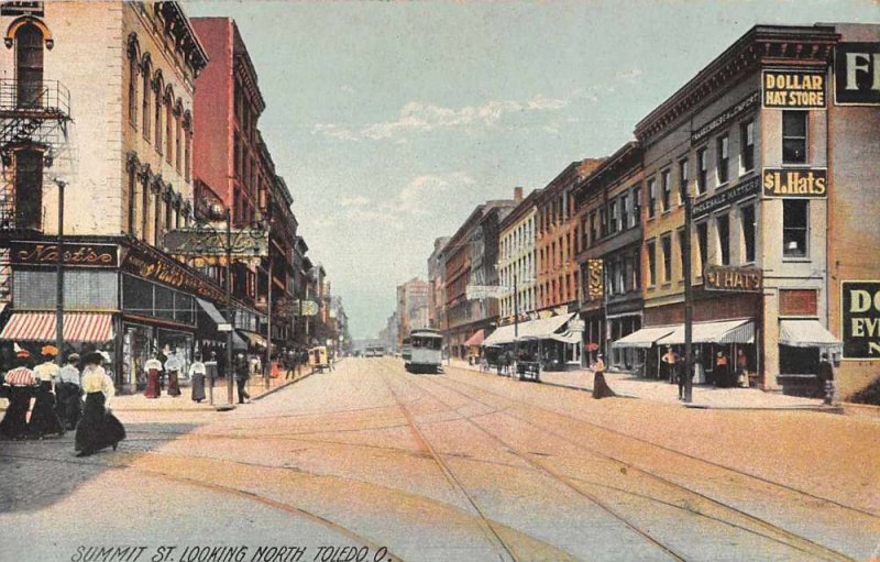 Toledo Ohio Summit Street Looking North Vintage Postcard JI658041