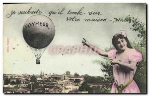 Old Postcard Fantaisie balloon airship